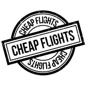 Cheap Flights rubber stamp. Grunge design with dust scratches. Effects can be easily removed for a clean, crisp look. Color is easily changed.